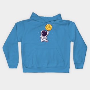 Cute Astronaut Smashing Moon Cartoon Kids Hoodie